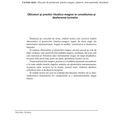 Obiceiuri și practici ritualico-magice la constituirea și desfacerea turmelor