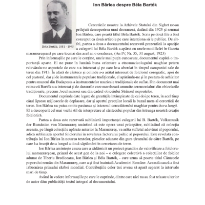 Ion Bârlea despre Béla Bartók