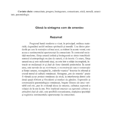 Glosă la sintagma «om de omenie»