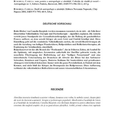 BURGHELE, CAMELIA: note pentru o antropologie a sănătăţii. Colecţia de studii şi eseuri – Antropologie nr. 5