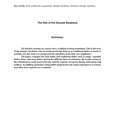 The Diet of the Danube Swabians