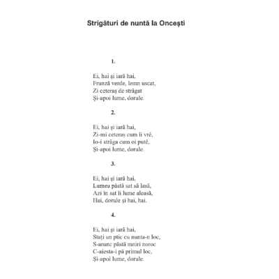 Strigături de nuntă la Oncești