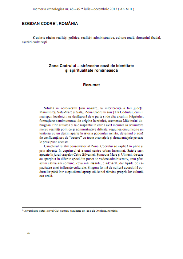 Zona Codrului - străveche oază de identitate și spiritualitate românească