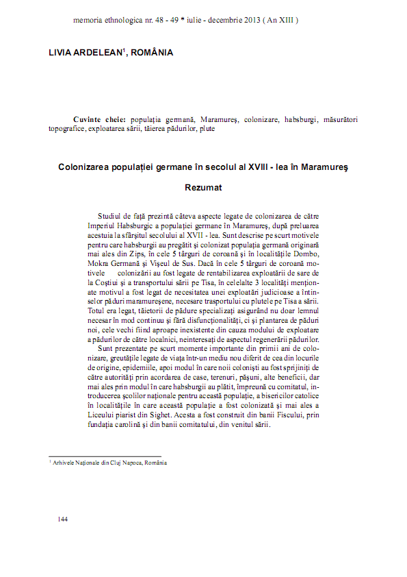 Colonizarea populației germane în secolul al XVIII - lea în Maramureș