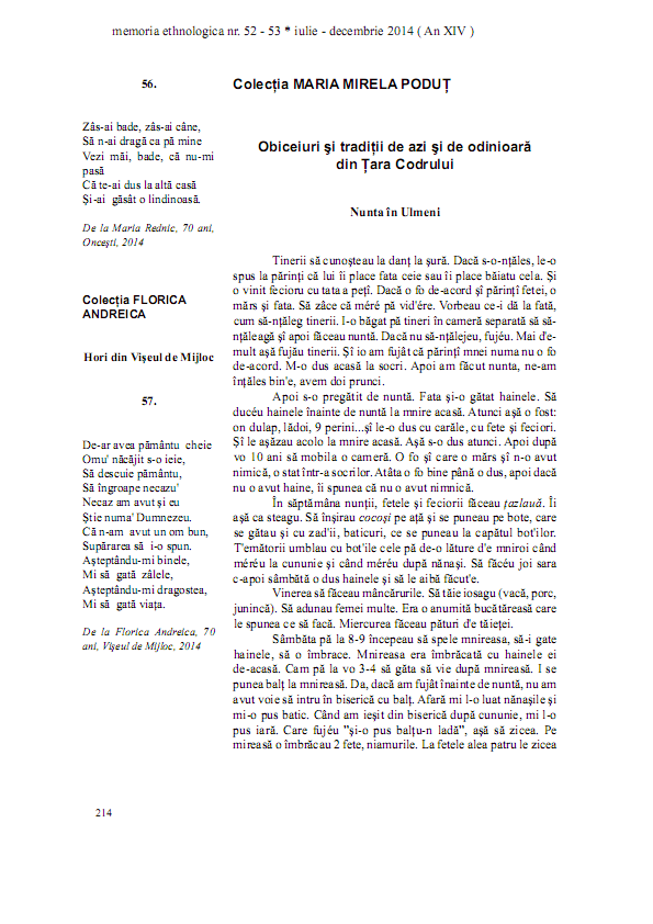 Obiceiuri și tradiții de azi și de odinioară din Țara Codrului