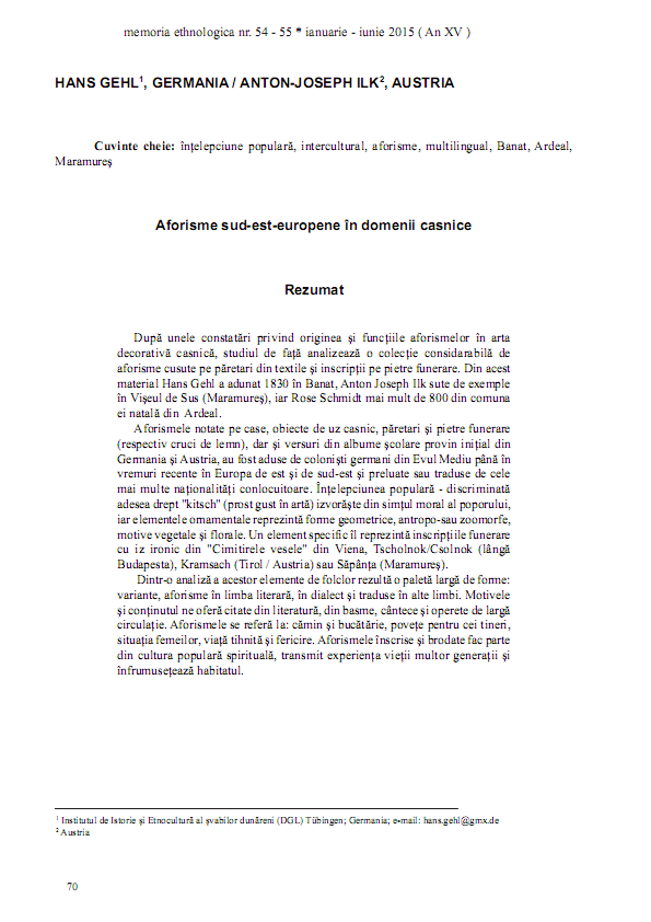 » Aforisme sud-est-europene în domenii casnice