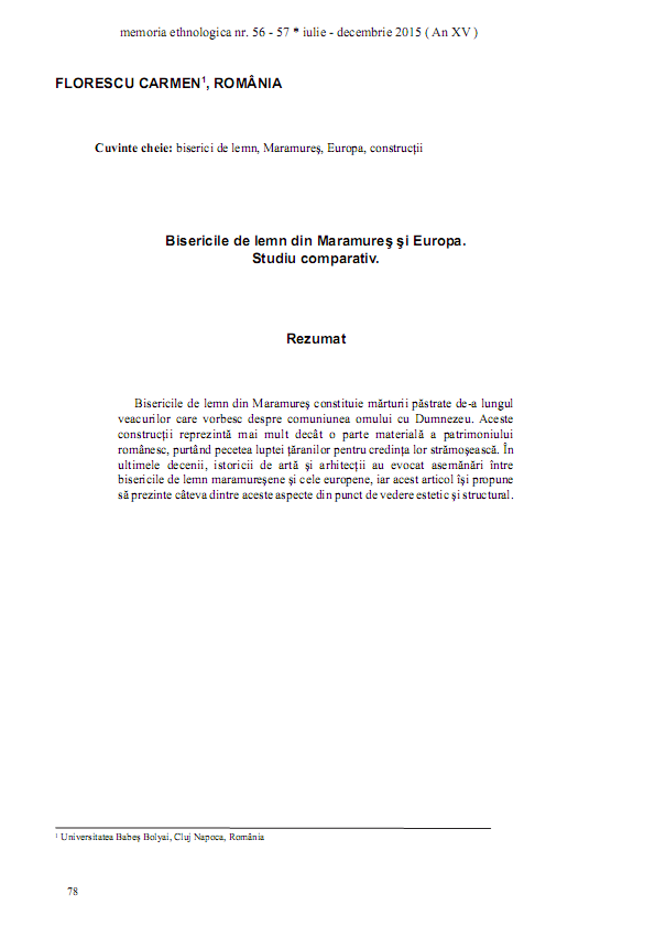 Bisericile de lemn din Maramureș și Europa. Studiu comparativ