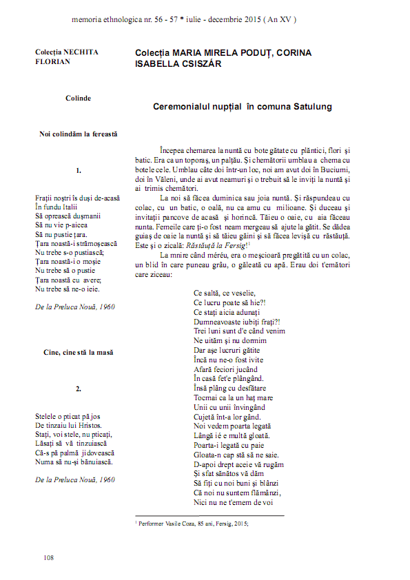 Ceremonialul nupțial în comuna Satulung