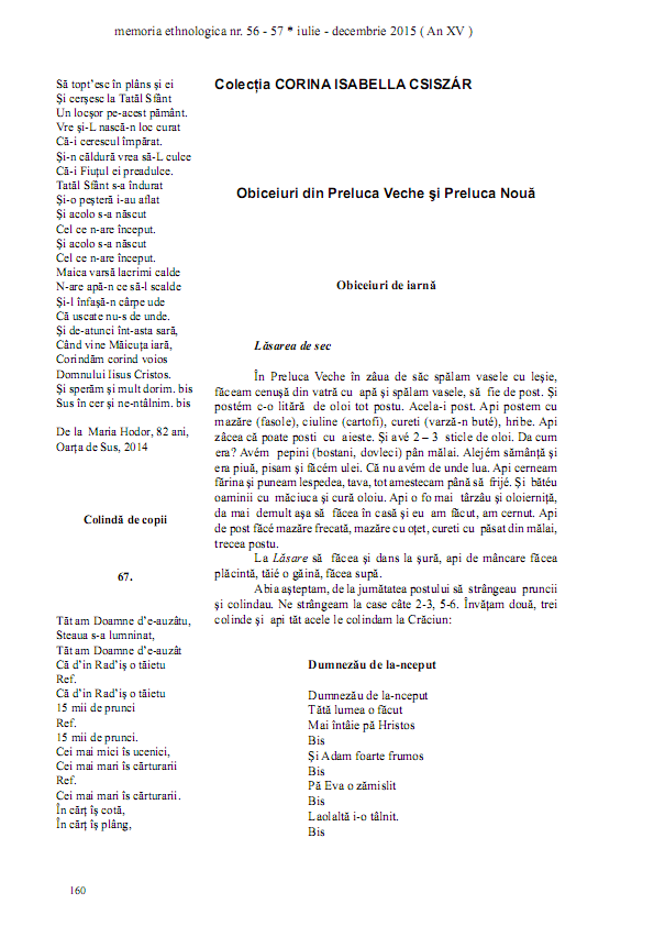 Obiceiuri din Preluca Veche și Preluca Nouă