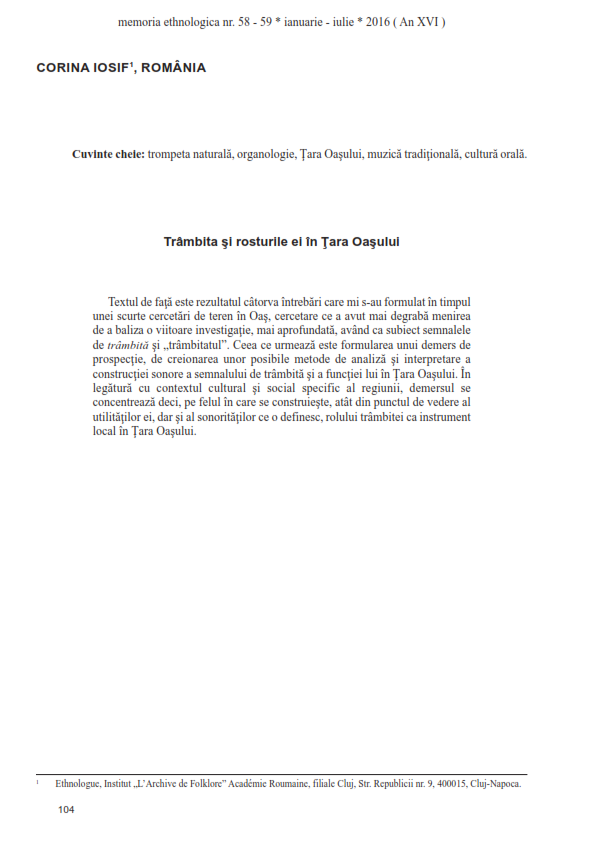 Trâmbita și rosturile ei în Țara Oașului