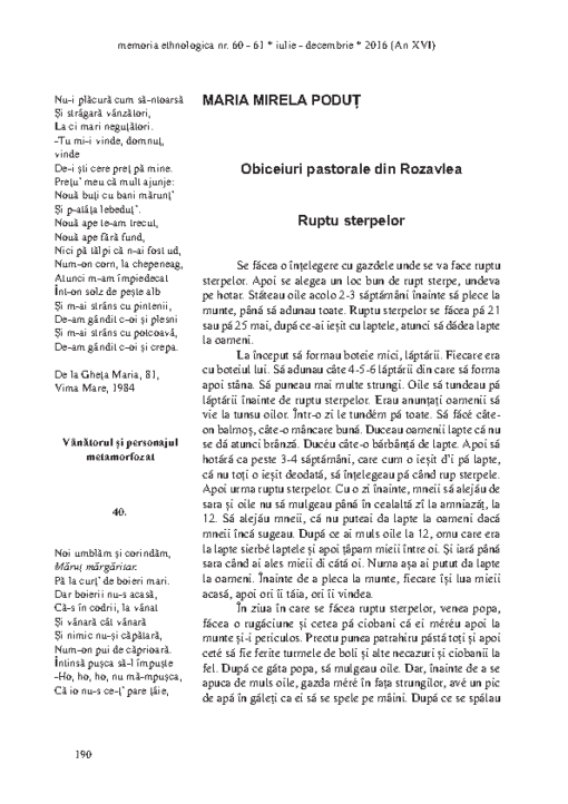 Obiceiuri pastorale din Rozavlea