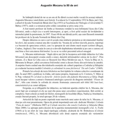 Augustin Mocanu la 80 de ani