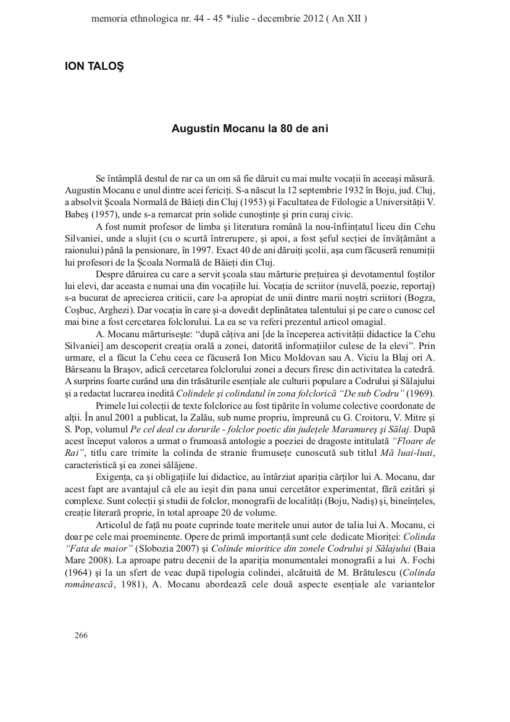 Augustin Mocanu la 80 de ani