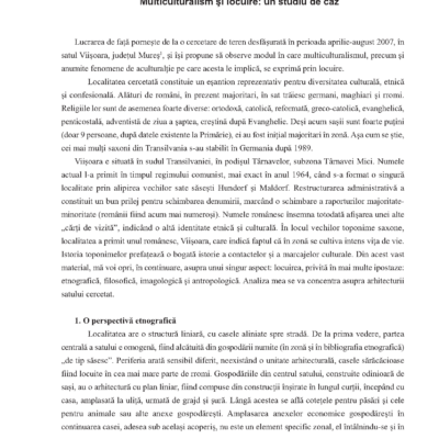 Multiculturalism şi locuire: un studiu de caz